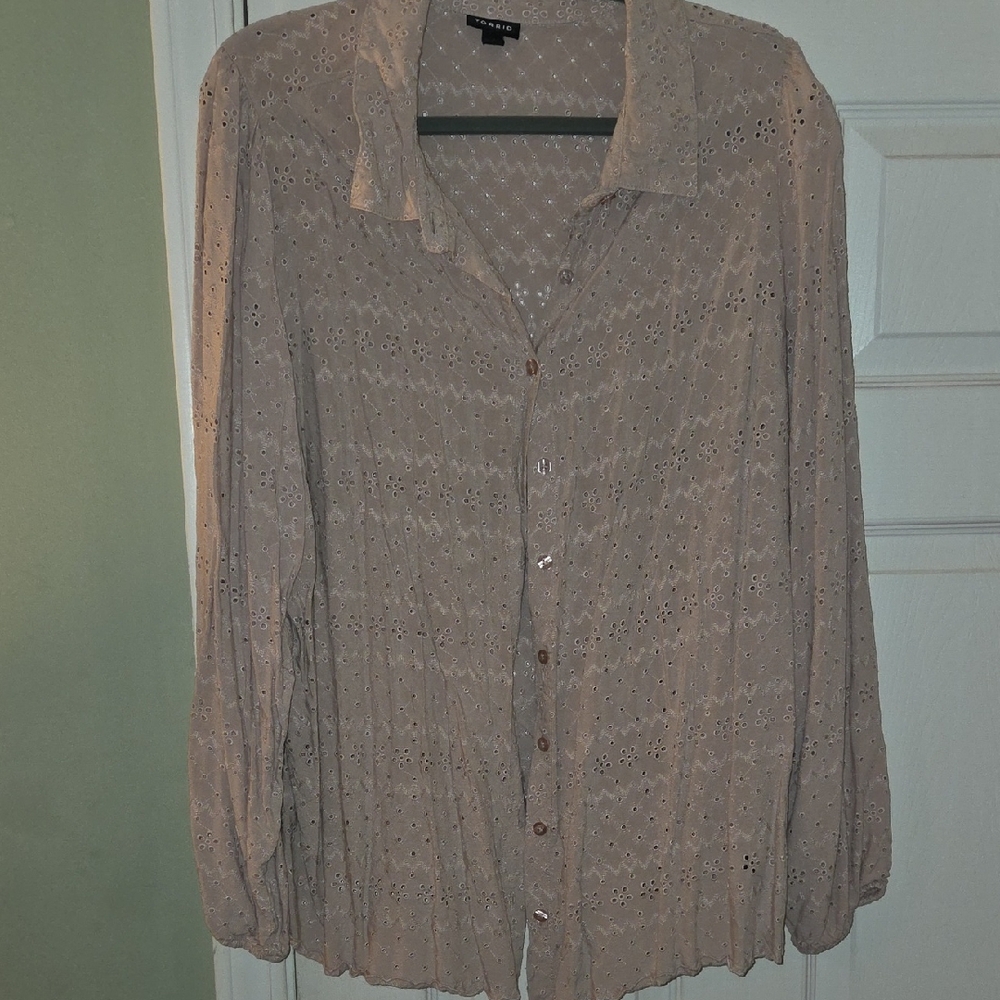 Torrid Light Pink Embroidered Blouse